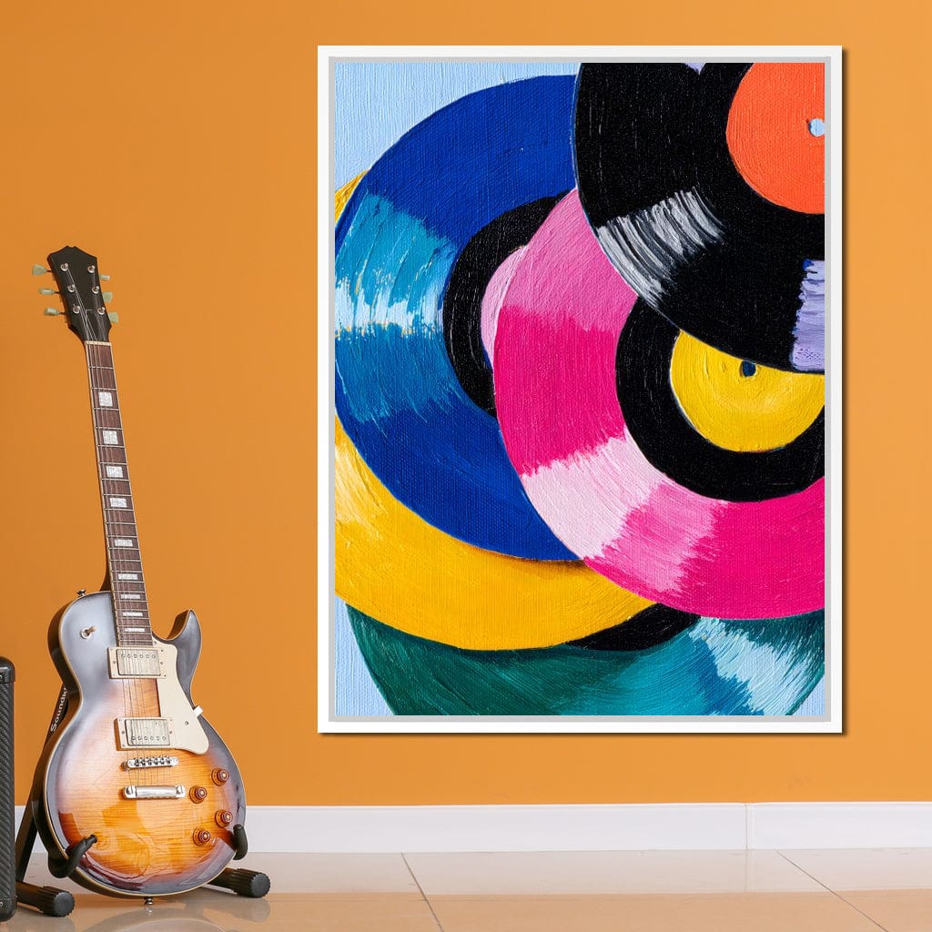 Color Spin Retro Vinyl Rhythm Canvas Wall Art