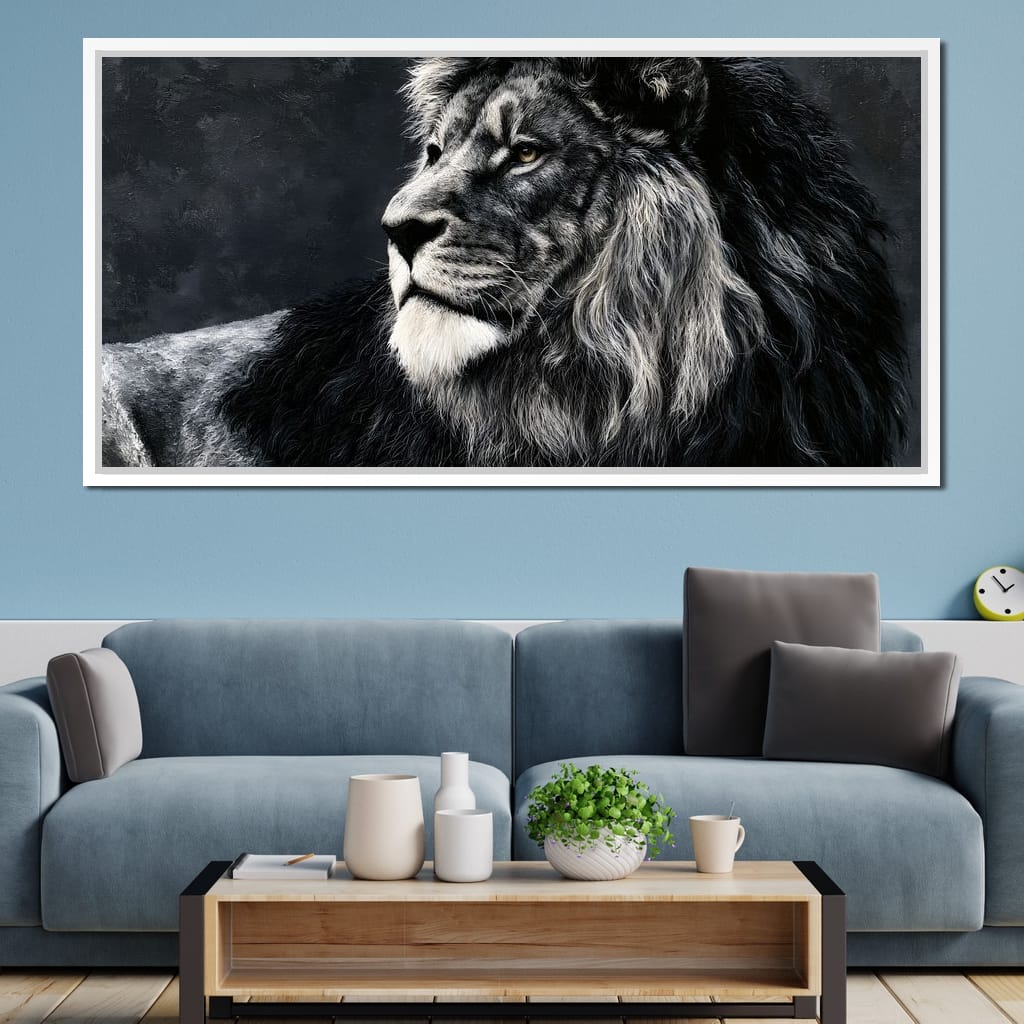 Somber Lion Canvas Wall Art