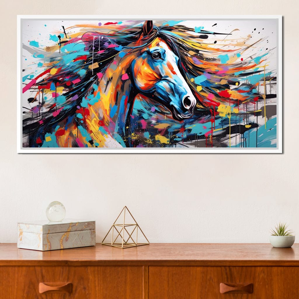Vibrant Equine Mosaic Canvas Wall Art