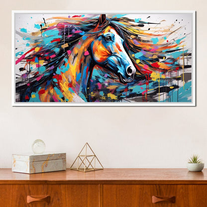 Vibrant Equine Mosaic Canvas Wall Art