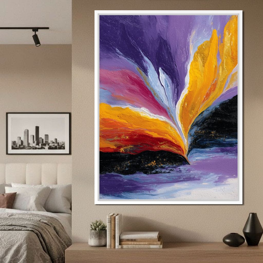 Golden Rift Over Violet Tide Canvas Wall Art