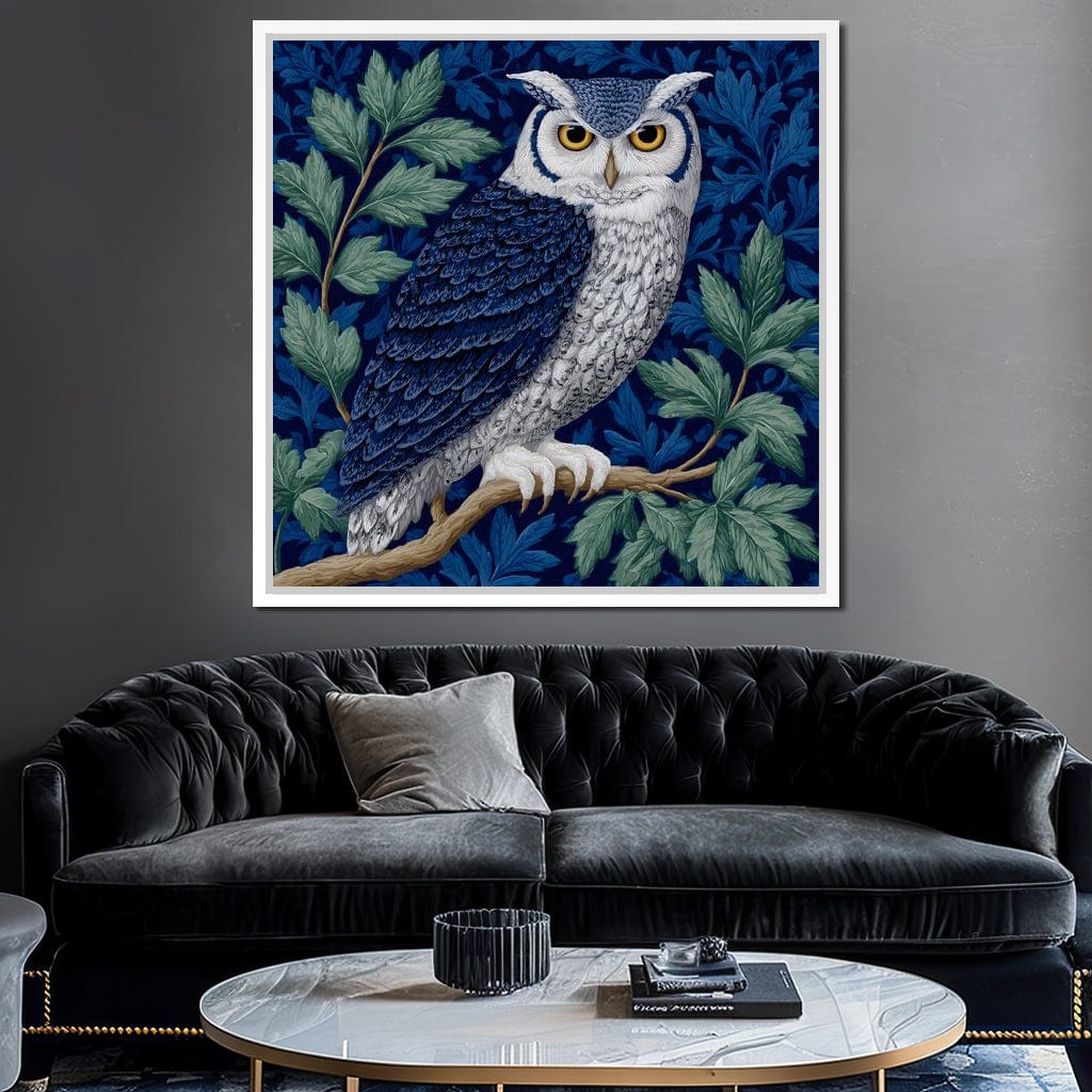 Majestic Owl Among Leaves Canvas Wall Art