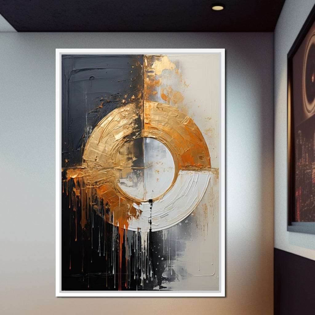 Abyssal Echoes in Gold Abstract Canvas Wall Art