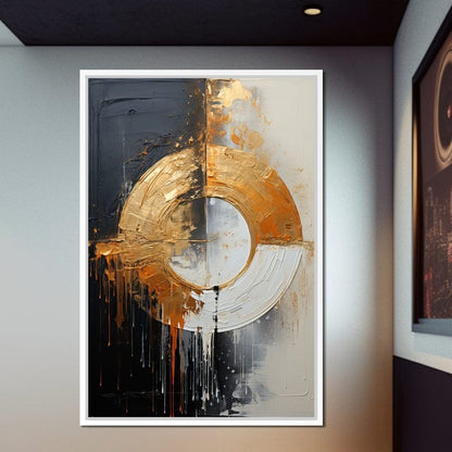 Abyssal Echoes in Gold Abstract Canvas Wall Art