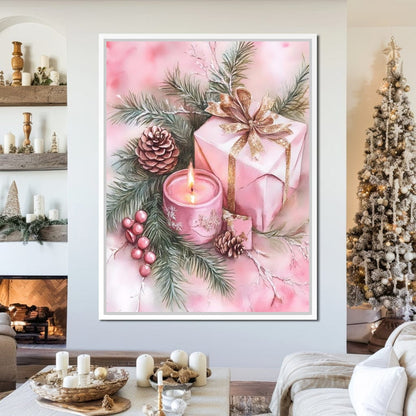 Festive Pine Gift Candle Radiance Canvas Wall Art