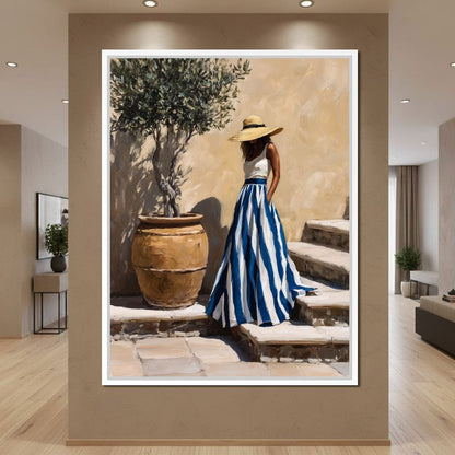 Sun Hat Lady By Olive Tree Canvas Wall Art