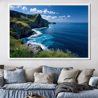 Wild Cliffs Over Blue Sea Canvas Wall Art