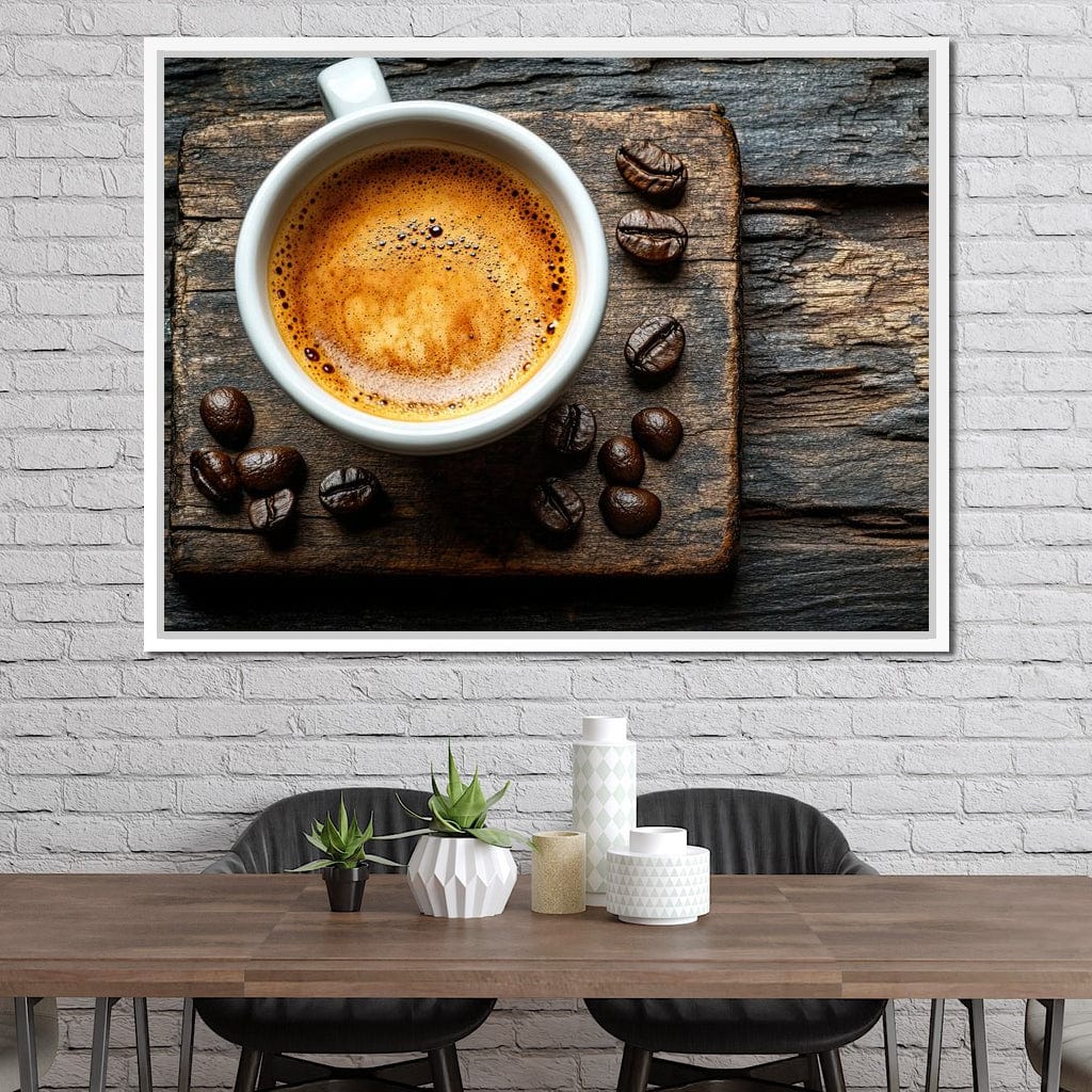 Espresso Essence on Rustic Wood Canvas Wall Art
