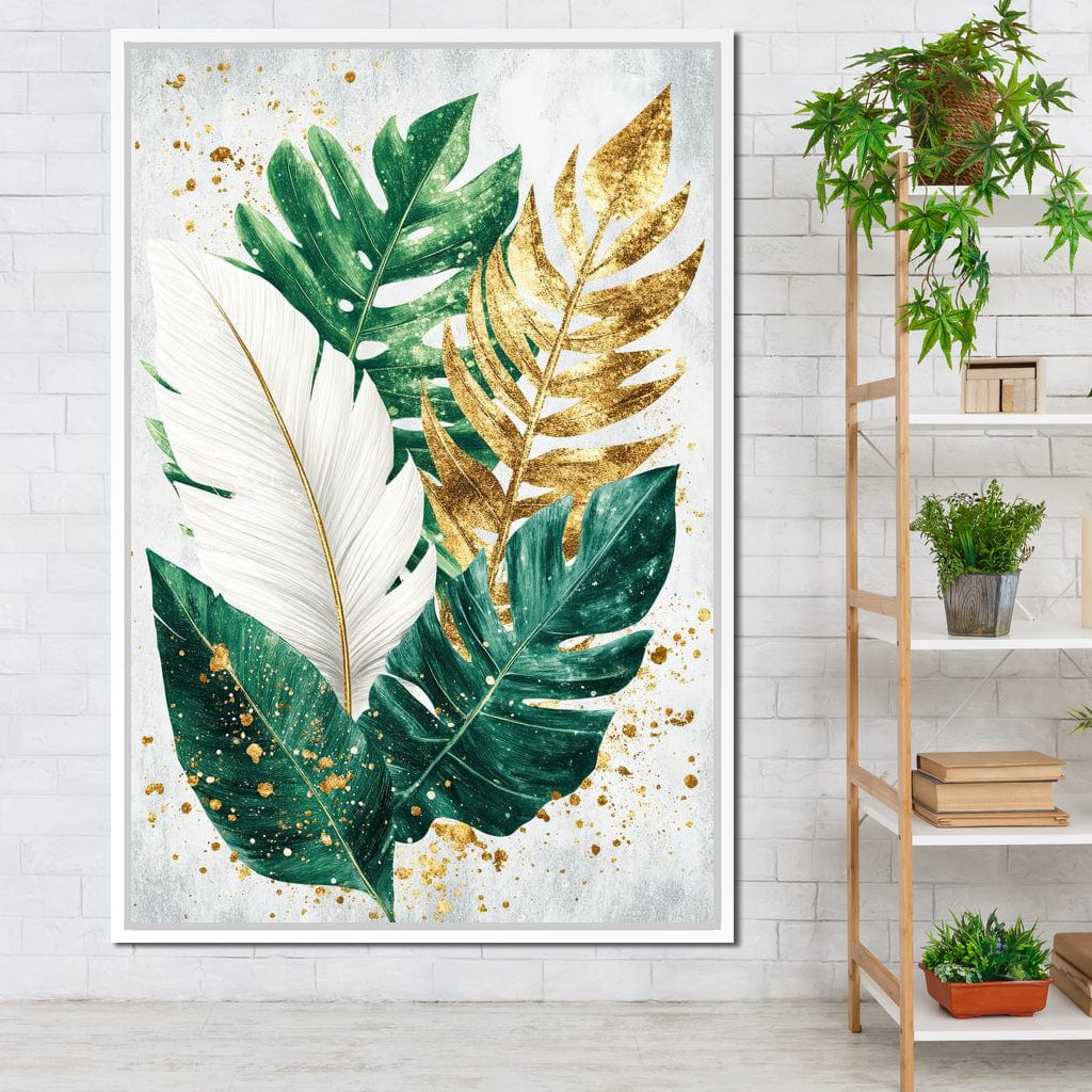 Golden Leaf Rhythm in Nature Canvas Wall Art