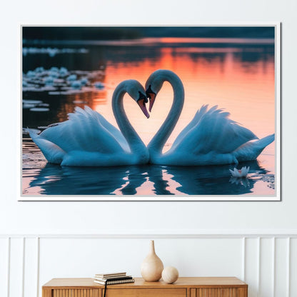 Swans In Love Canvas Wall Art