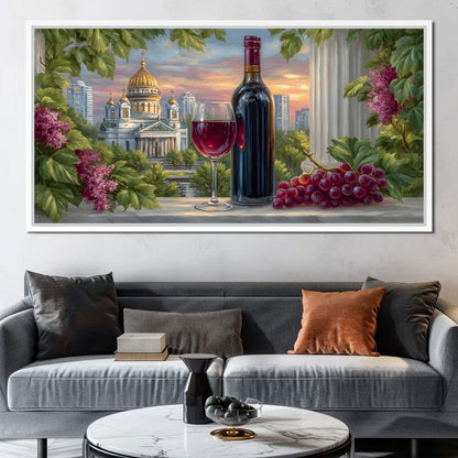 Gilded Reflections Vineyard Balcony Canvas Wall Art
