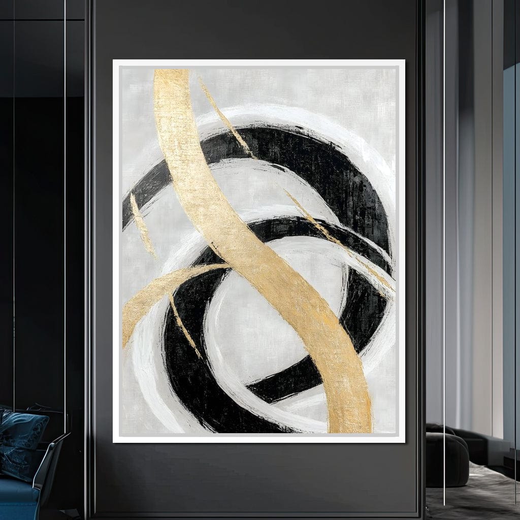 Golden Elegance Spirals Canvas Wall Art