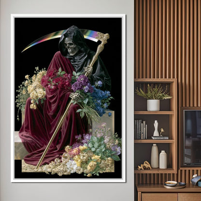 Death Rests With Fallen Petals Canvas Wall Art