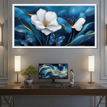 Blue Symphony of Flowers Canvas Wall Art