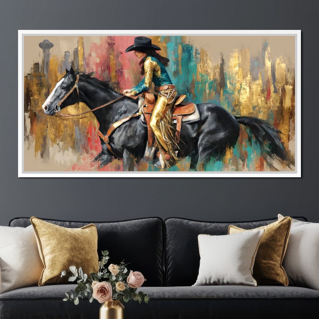 Galloping Western Gold Spirit Canvas Wall Art