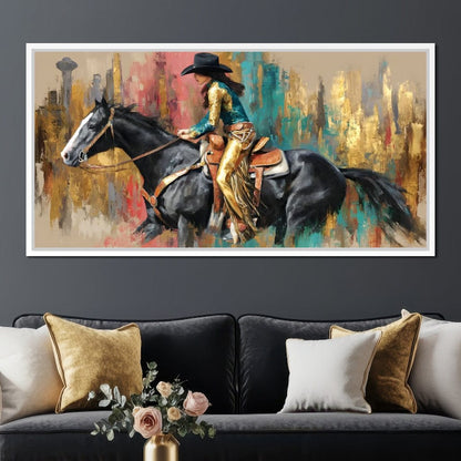 Galloping Western Gold Spirit Canvas Wall Art