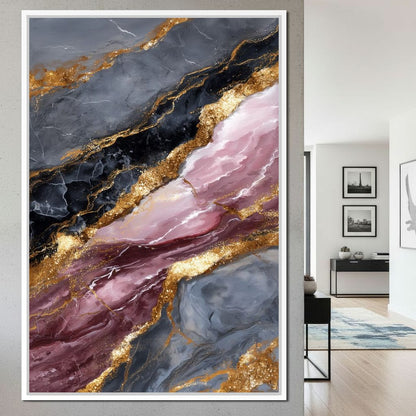 Gilded Marble Rose Current Canvas Wall Art