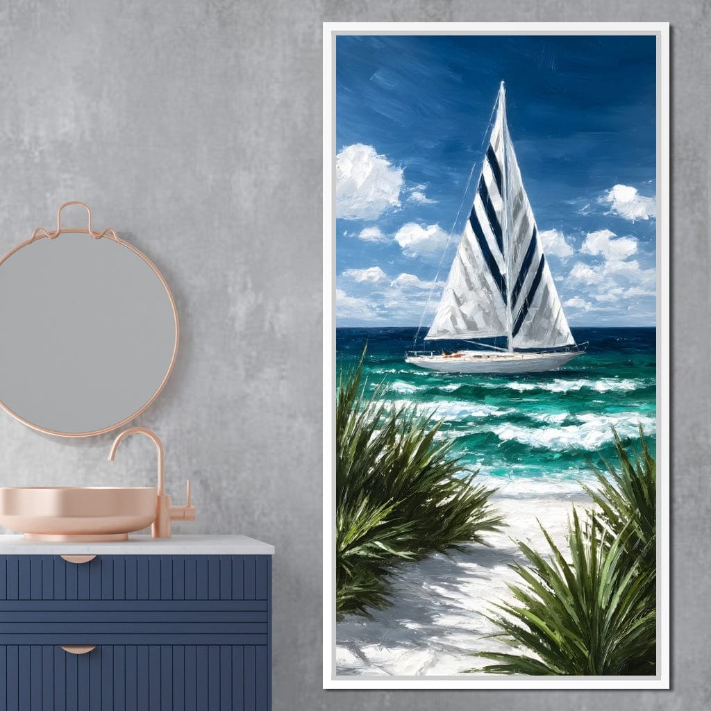 Sailing Beyond Turquoise Waves Canvas Wall Art