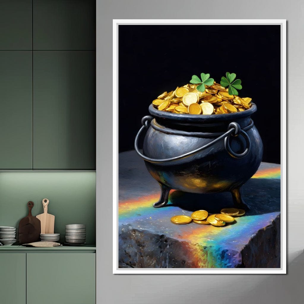 Lucky Clover Gold Cauldron Canvas Wall Art