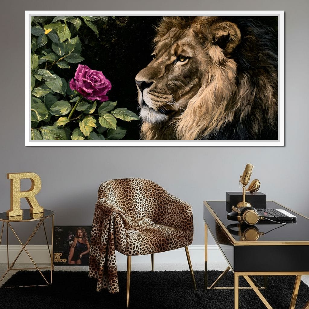 Gentle King Lion Finds Solitude Canvas Wall Art