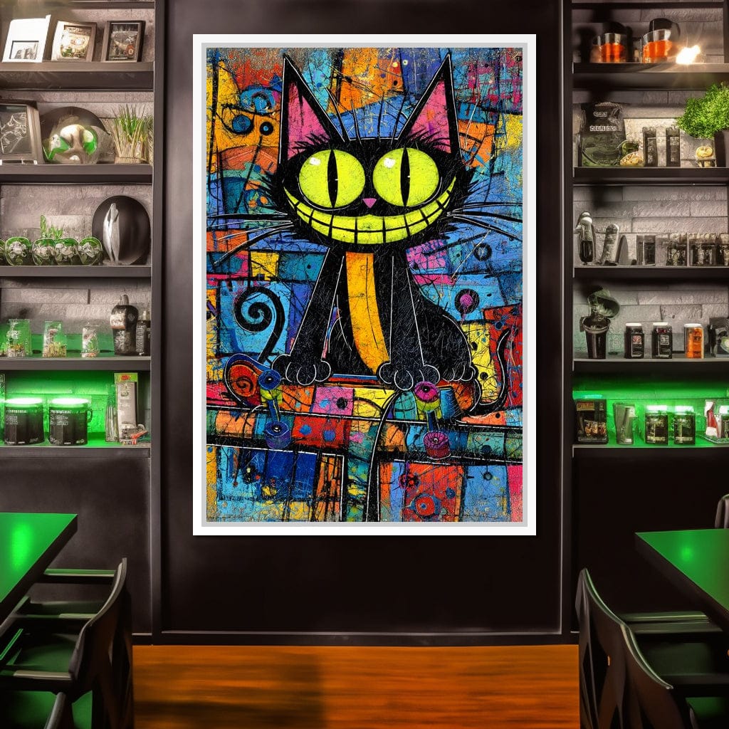 Neon Grin Alley Cat Pop Canvas Wall Art
