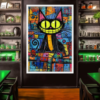 Neon Grin Alley Cat Pop Canvas Wall Art