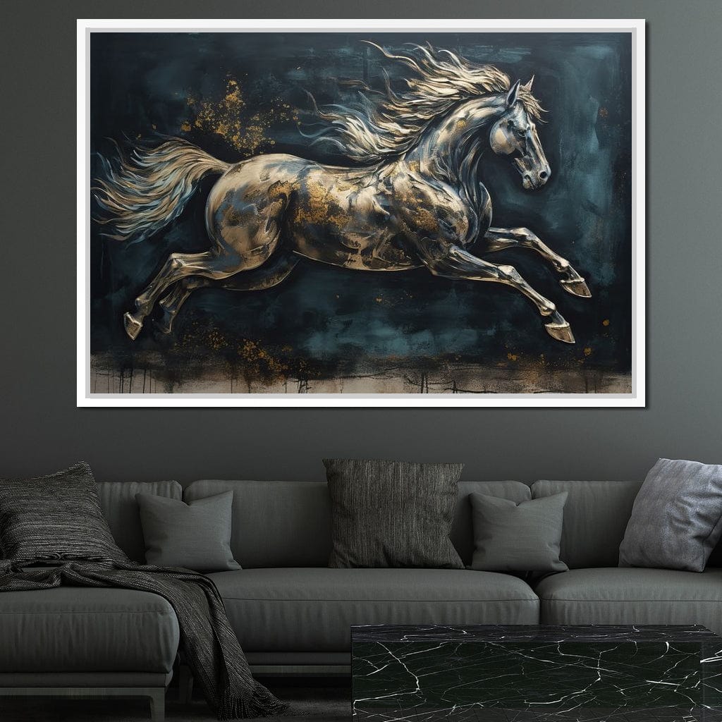 Gilded Running Horse Canvas Wall Art