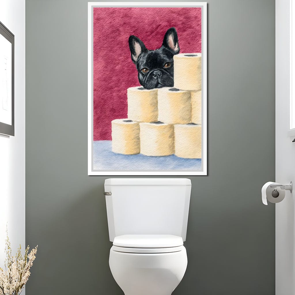 French Bulldog Toilet Roll Sentinel Canvas Wall Art
