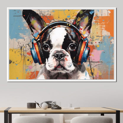 Boston Terrier's Musical Medley Canvas Wall Art