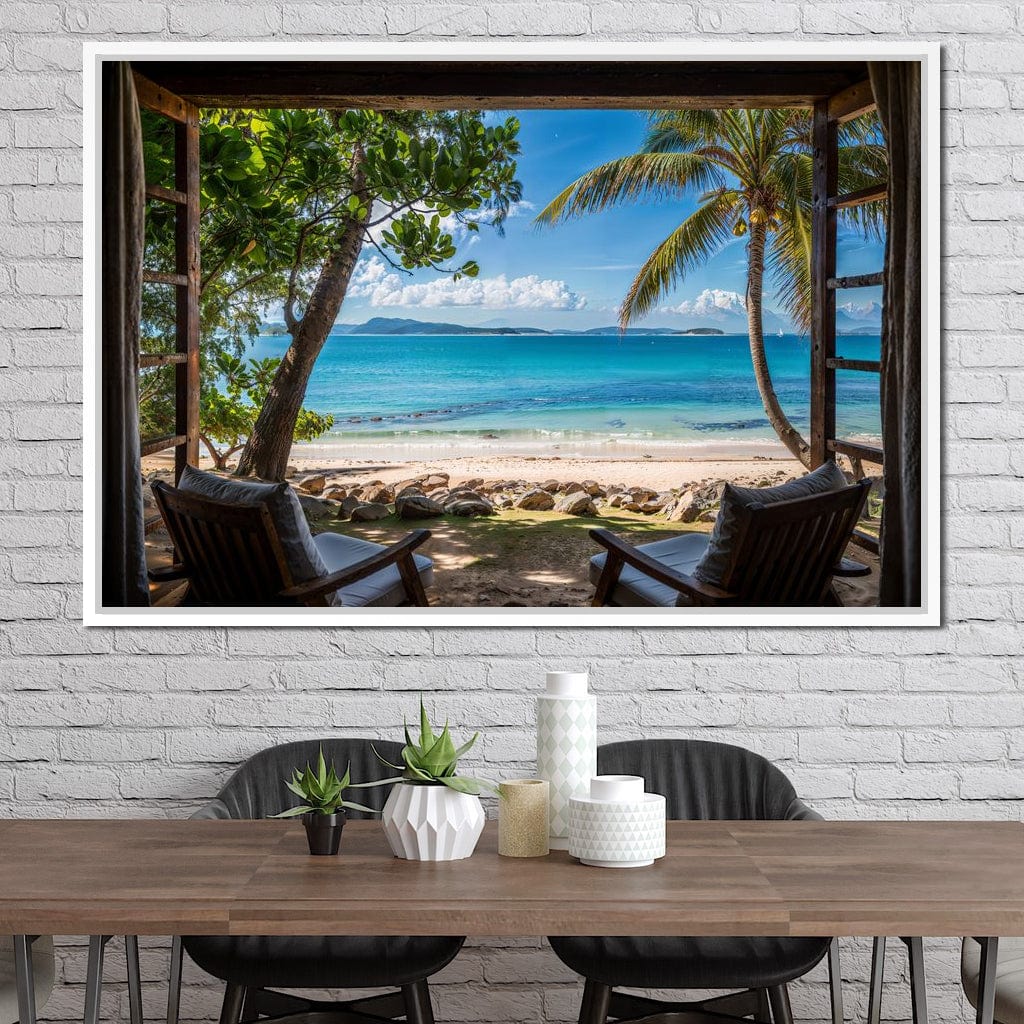 Tropical Serenity Window Canvas Wall Art