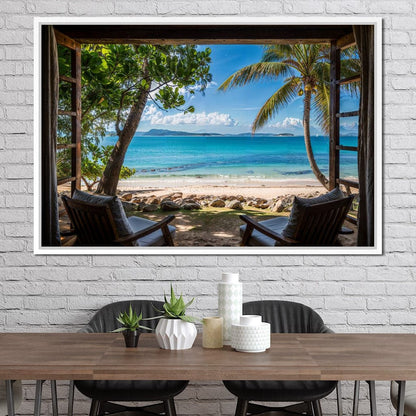 Tropical Serenity Window Canvas Wall Art