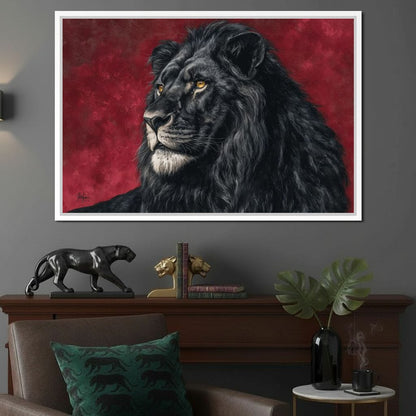 Midnight King Black Lion Portrait Canvas Wall Art