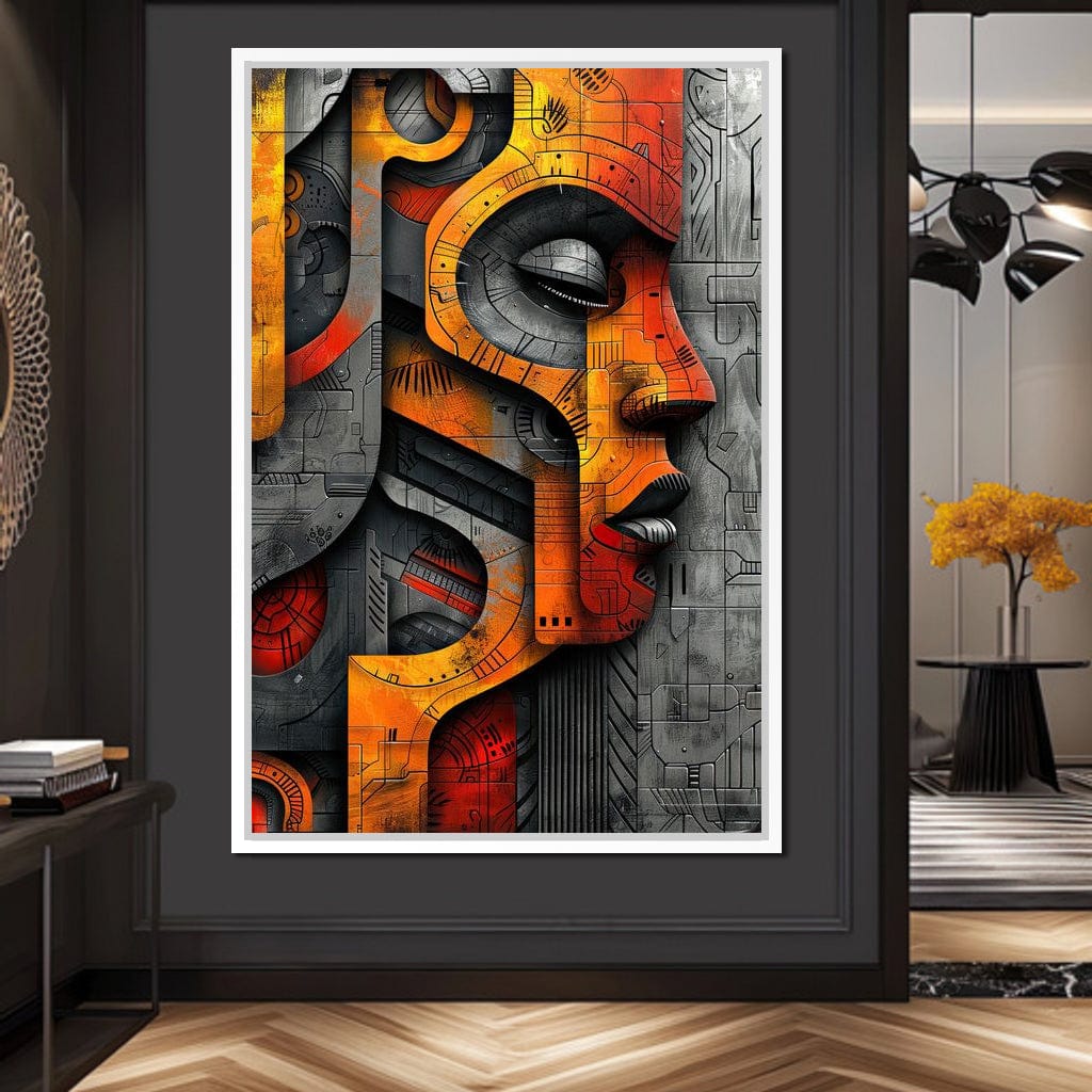 Metallic Face Labyrinth Illusion Canvas Wall Art