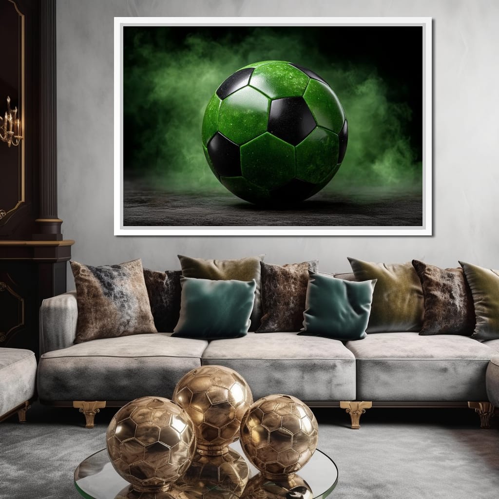 Emerald Soccer Ball Eclipse Canvas Wall Art