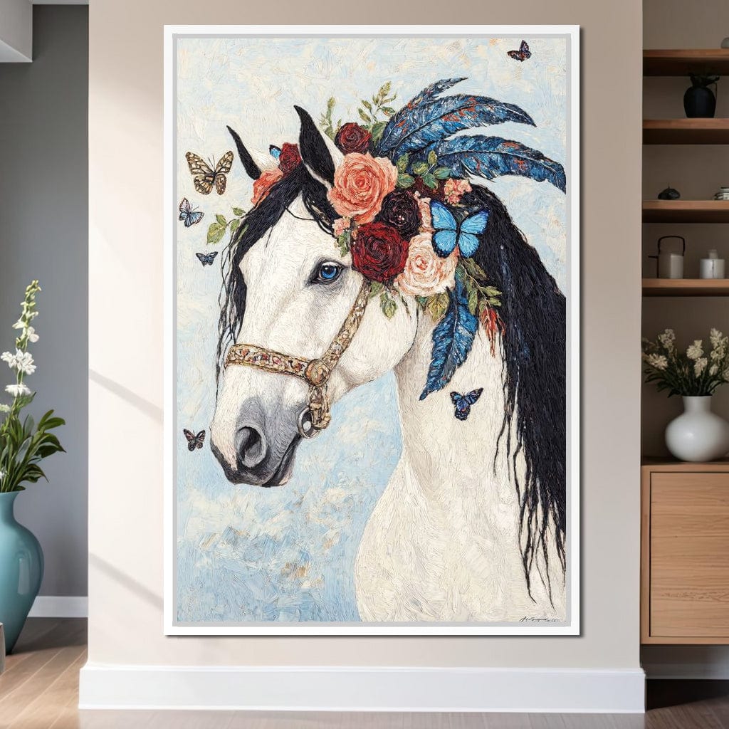 Majestic White Horse Harmony Canvas Wall Art
