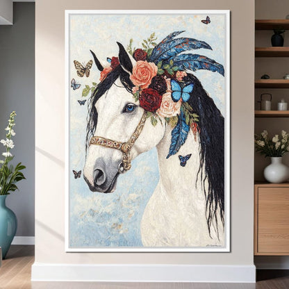 Majestic White Horse Harmony Canvas Wall Art