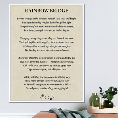 Rainbow Bridge Poem Canvas Wall Art