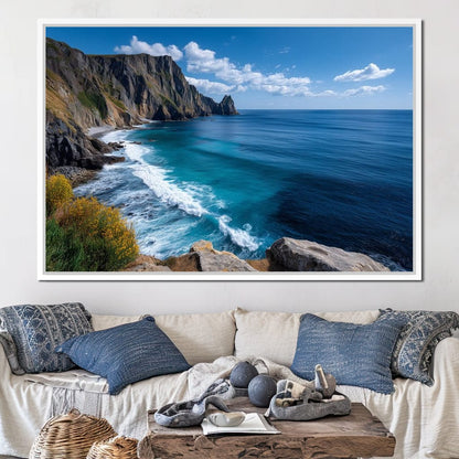 Wild Sea Cliffs Panorama Canvas Wall Art
