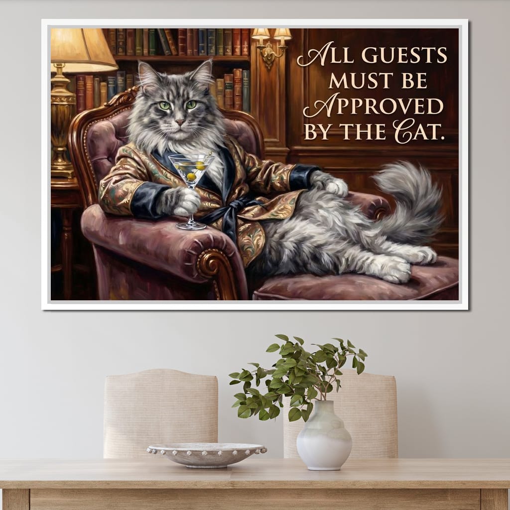 The Feline Gatekeeper Decides Canvas Wall Art