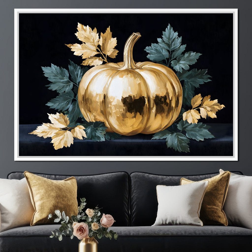 Golden Pumpkin Autumn Elegance Canvas Wall Art