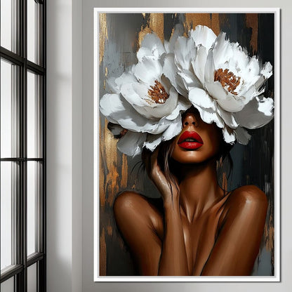 Elegance in Bloom Shadows Canvas Wall Art