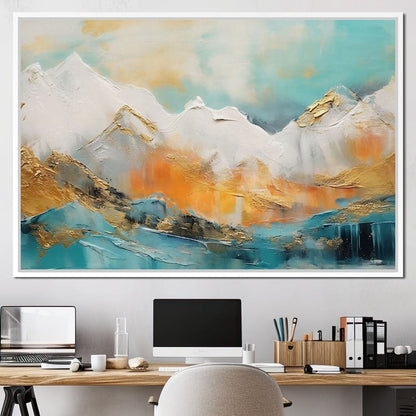 Golden Peaks Dawn Mountain Escape Canvas Wall Art