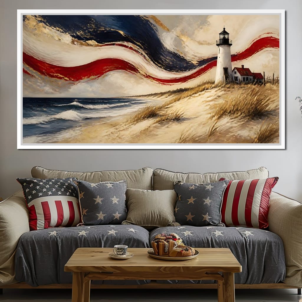 Coastal Beacon Of Freedom Canvas Wall Art