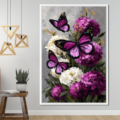 Amethyst Butterflies Bouquet Canvas Wall Art