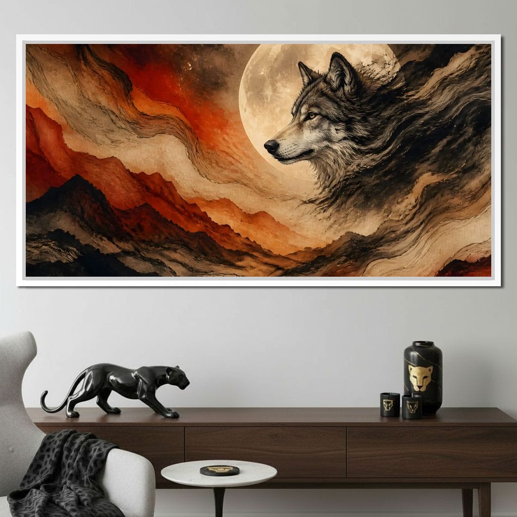Solitary Howl Before Dawn Canvas Wall Art