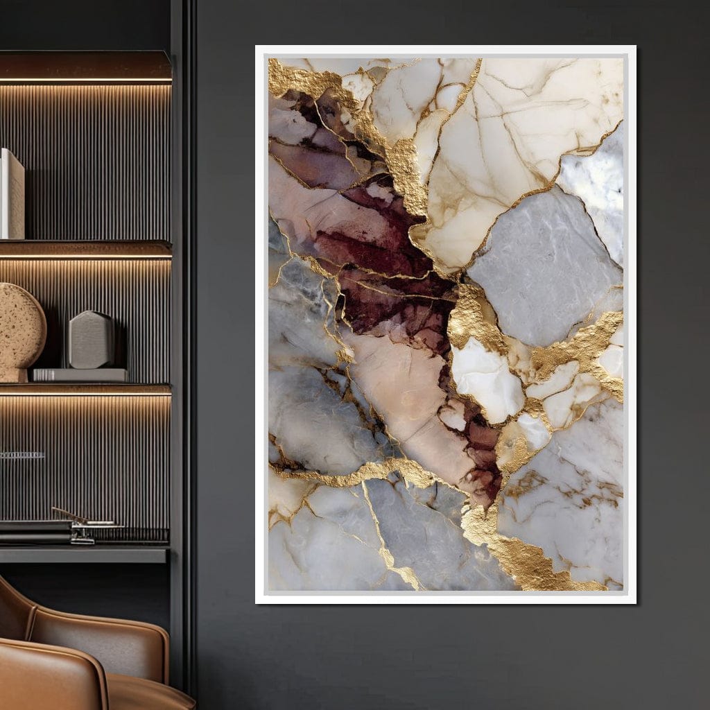 Gilded Marble Rift Elegy Canvas Wall Art