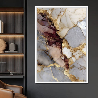 Gilded Marble Rift Elegy Canvas Wall Art
