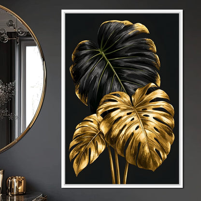 Gilded Foliage Dark Contrast Canvas Wall Art