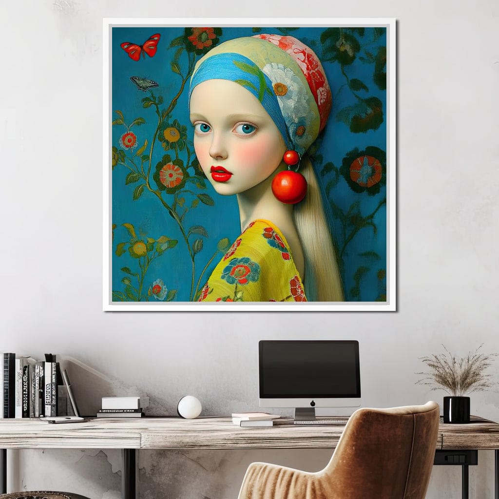 The Girl with the Scarlet Earring Canvas Wall Art
