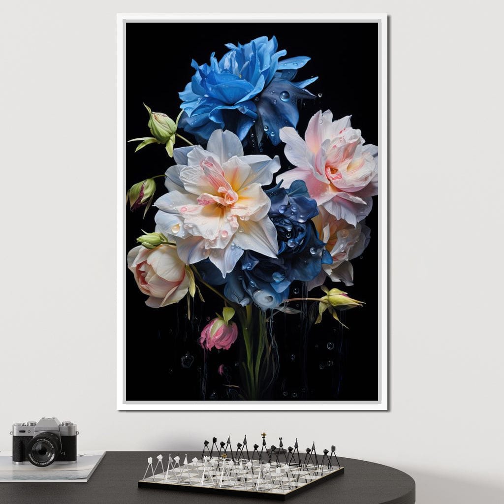 Midnight Flower Symphony Canvas Wall Art